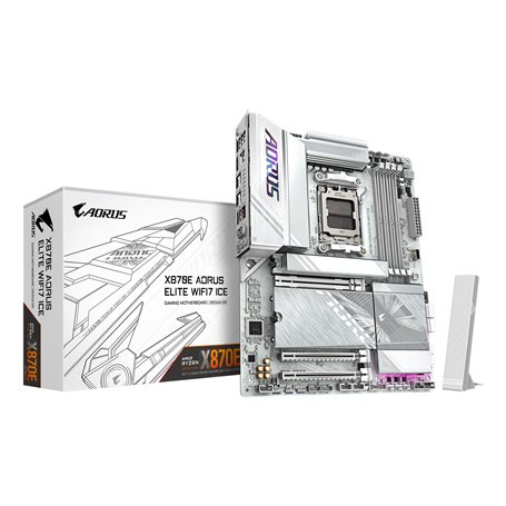 GIGABYTE X870E AORUS Elite WIFI7 Ice Carte mère - Prend en Charge Les processeurs AMD Ryzen 9000, VRM numérique 16+2+2 Phases, j