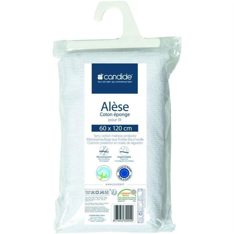 Protege Matelas Bébé 60x120 - Alese Bébé - Silencieux - Imperméable - Absorbant - oeko Tex - Made In Europe - 60x120cm Blanc