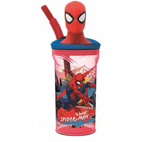 Verre avec Paille Spider-Man Moving Target 360 ml 3D