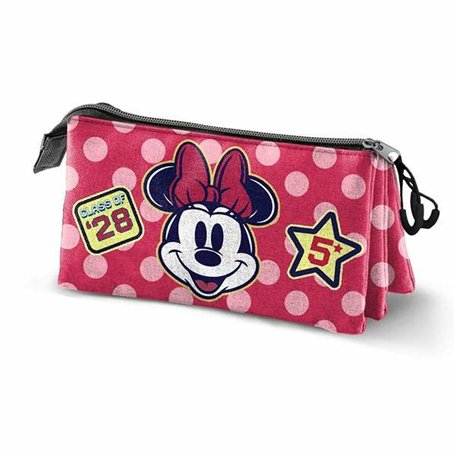 Trousse Fourre-Tout Triple Minnie Mouse Rose 23 x 8 x 11 cm