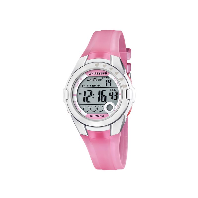 Calypso - K5571/2 - Montre Fille - Quartz Digitale - Eclairage / Chronomètre - Bracelet Plastique Rose