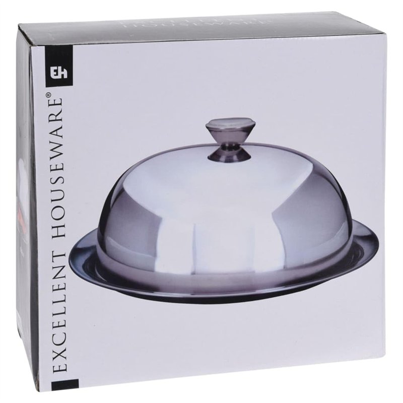 Excellent Houseware BBTrade Sales Cloche en Verre avec Plaque de Base en Acier Inoxydable Plateau de Service vidaXL Assiettes dé