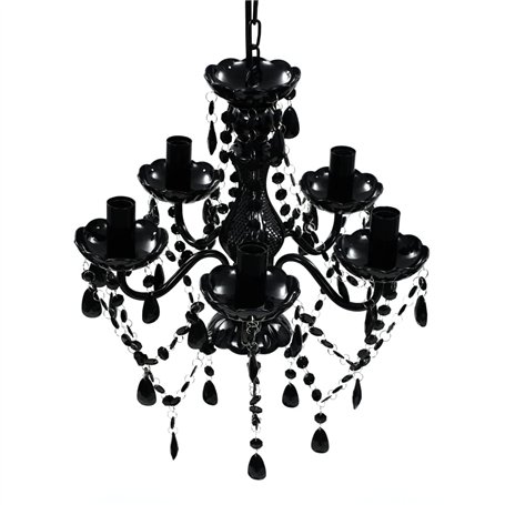 vidaXL Lustre avec 5 Ampoules Cristal Plafonnier Lumière Salon Chambre Maison