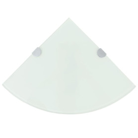 vidaXL Étagère de Coin avec Supports chromés Salle de Bain Verre Blanc 25x25 cm