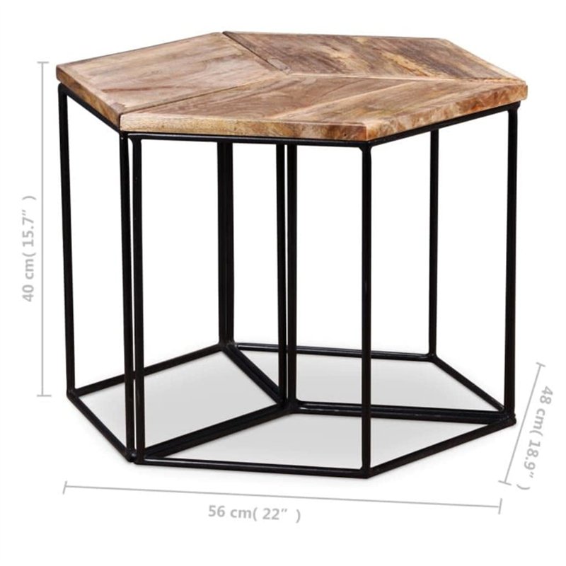 Image secondaire de vidaXL Table Basse Table d'Appoint Table de Chevet Canapé Salon Salle de Séjour Maison Intérieur 56x48x40 cm Bois de Manguier Ma