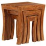 vidaXL Table Gigogne 3pcs Bois Massif d'Acacia Marron Ensemble de Table Basse