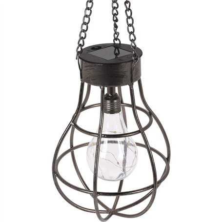 Suspension Solaire 10 LED Forme Ampoule 18x18x27cm - Fonctionnement Écologique et Économique à l'Énergie Solaire - Luminaire pou