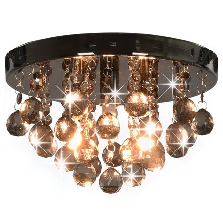 vidaXL Plafonnier avec perles fumées Noir Rond G9