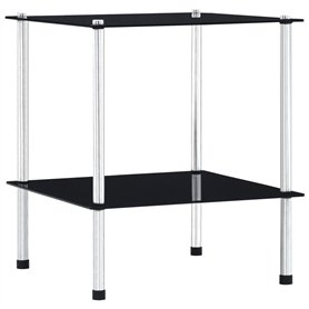 vidaXL Regal mit 2 Ebenen Schwarz 40 x 40 x 47 cm Hartglas