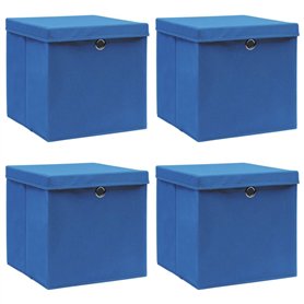 vidaXL 4x Boîtes de Rangement avec Couvercle Bac de Stockage Coffre de Rangement Organisateur Garde-robe Chaussettes Sous-vêteme