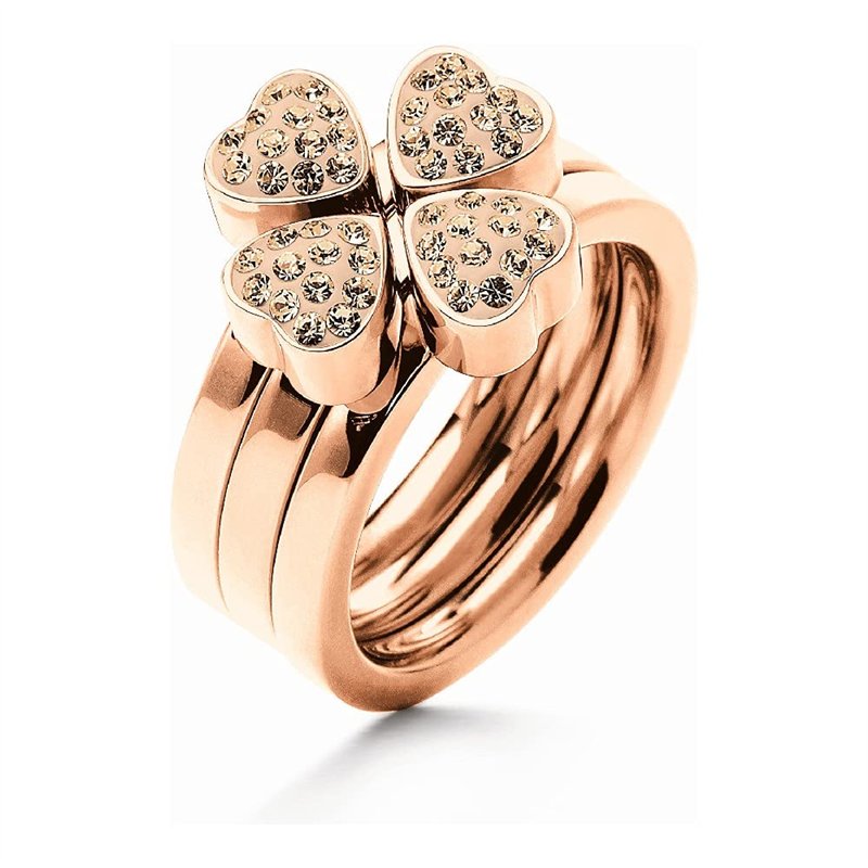 Folli Follie Bague pour femme en acier inoxydable de la marque, couleur rose, taille 56 (référence : 3R0T064RS), Estándar, Métal