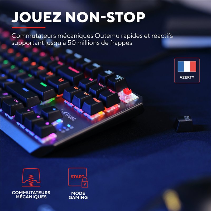 Image secondaire de Trust Gaming GXT 834 Callaz Clavier Mécanique TKL, Layout AZERTY, Commutateurs Outemu Mécaniques, Éclairage par Vague Arc-en-Cie