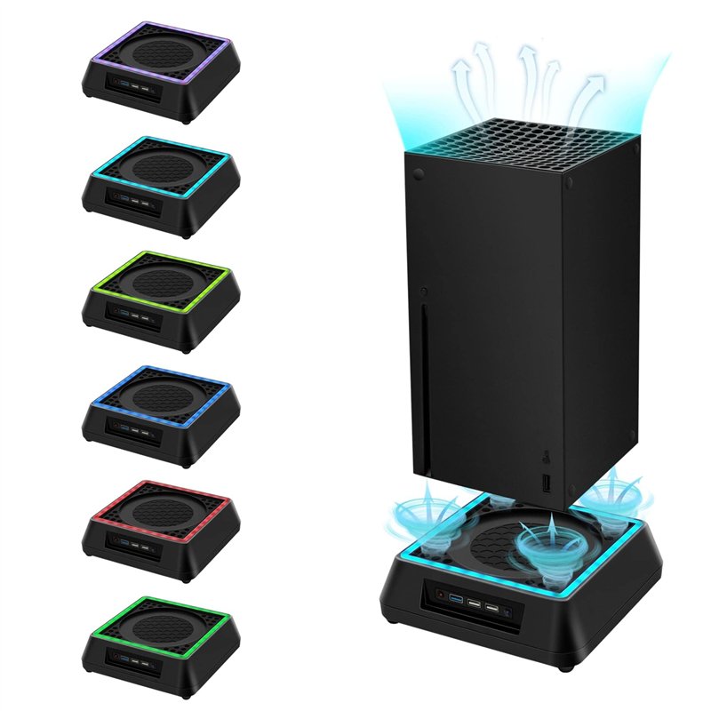 Mcbazel Xbox Series X Support de Refroidissement avec Lumière RVB/Fonction de Refroidissement Réglable/Indicateur LED/ports USB 