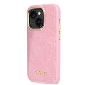 Guess Coque pour iPhone 14 Pouces Motif Croco Rose Housse de