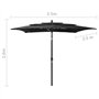 Parasol de jardin à 3 niveaux avec mât en aluminium noir