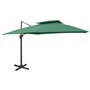 Parasol de jardin en porte à faux avec double toit vert
