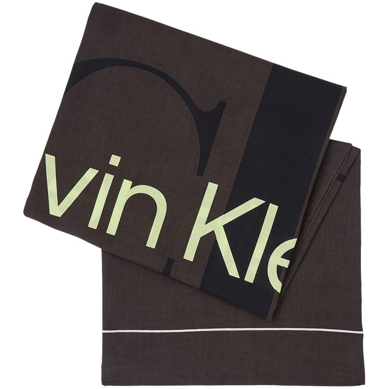 Calvin Klein Jeans Écharpe Femme Logo Coton Biologique, Noir (Black/Dark Juniper), Taille Unique