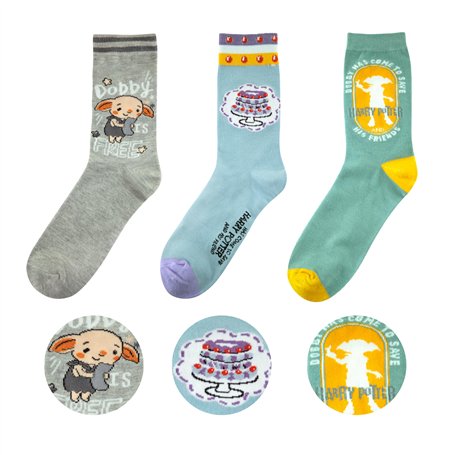 Cinereplicas HARRY POTTER - Chausettes - Set de 3 Paires de Chaussettes Dobby - Taille Unique - Licence Officielle