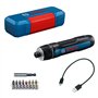 Bosch Professional tournevis sans-fil Bosch GO 3 (avec set de 8 embouts, porte-embout, câble USB-C, mini coffret), Blue, 06019H2