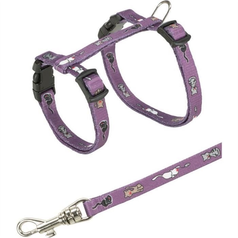 Junior harnais chaton avec laisse - TRIXIE - Motif chat - 2133 cm / 8 mm - 1,20 m