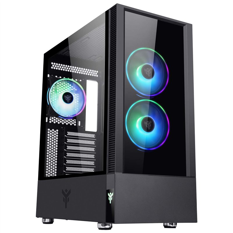 Boîtier Moyen Tour ATX Vertibra Q210 RGB avec Panneau Vitré, Noir