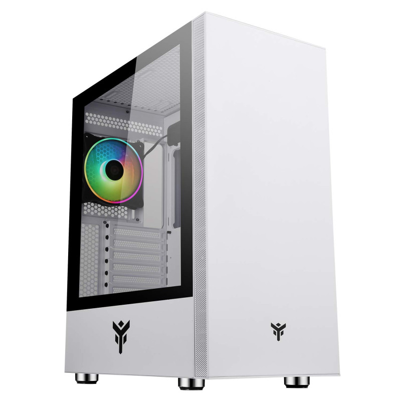 Boîtier Moyen Tour ATX Vertibra S210 RGB avec Panneau Vitré, Blanc