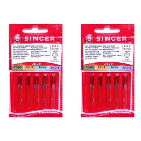Singer Lot de 2 paquets d'aiguilles 2020 823R Assortiment universel pour tissus en coton 130/705 H 70-80-90-100