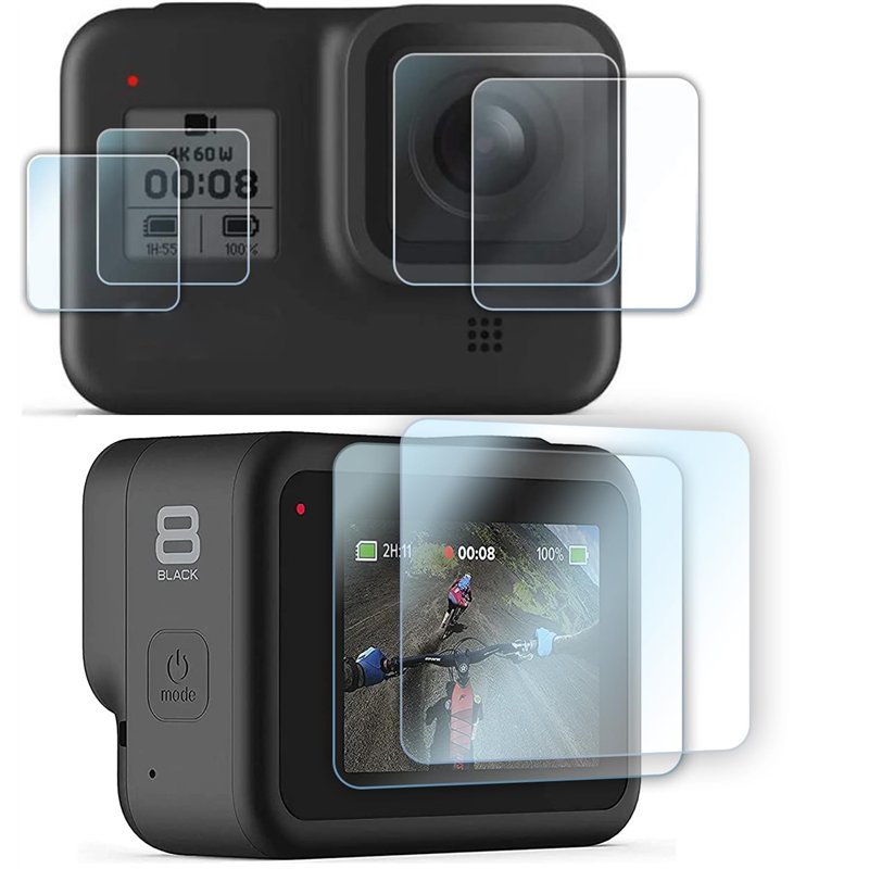 FiTSTILL [6 PCS Protecteur d'écran pour GoPro Hero 8 Black Protecteur d'écran en verre trempé ultra transparent + Protecteur d'objectif en verre trempé