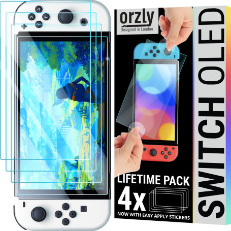 Orzly Verre Trempé Protection compatible pour Nintendo Switch OLED model 2024 console