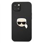 Karl Lagerfeld KLHCP13SPKMK Étui de Protection en Cuir pour iPhone 13 Mini 5,4" Noir Ikonik Karl's Head Metal