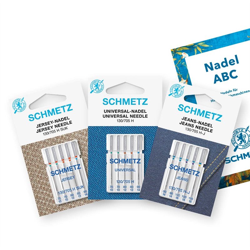 SCHMETZ Kit d'aiguilles pour machine à coudre | 5 Aiguilles universelles | 5 Aiguilles en jersey | 5 Aiguilles pour jeans | épai