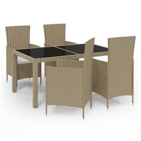 vidaXL Mobilier à Dîner de Jardin 5 pcs avec Coussins Ensemble de Salle à Manger Table et Chaises de Repas de Terrasse Patio Rés