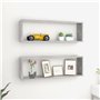 Étagères cube murales 2 pcs Gris béton 80x15x26,5 cm Aggloméré