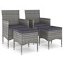vidaXL Lot de 4 tabourets de jardin en polyrotin Gris