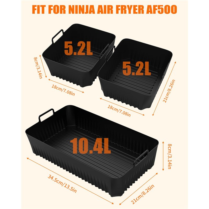 Image secondaire de 3Pcs Moule Silicone Air Fryer, Moule Air Fryer pour Ninja Foodi Flex 10,4 L AF500EU, Accessoires Air Fryer Ninja 10,4 L, Silicon