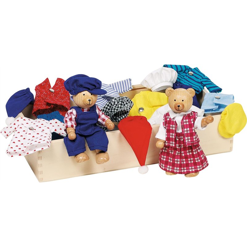 Goki - 51914 - Costumes - Coffret à Vêtements pour Ours - 2 Ours et 8 Tenues