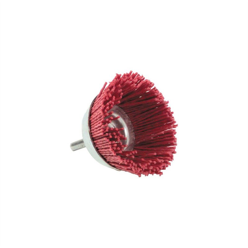 TIVOLY XT20222000780 - Cepillo COPA para taladro, hilos nylon rojo, decapado de madera diametro 65 mm grano 80