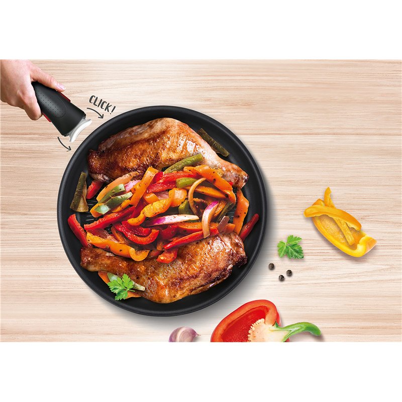 Image secondaire de Tefal L15890 Ingenio XL Force Lot de 4 casseroles empilables avec revêtement anti-adhésif et indicateur de température Gris/bleu
