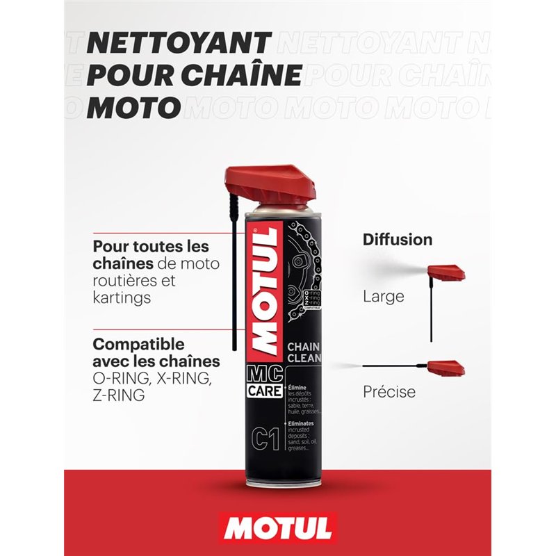 Image secondaire de Motul - Nettoyant Chaîne Moto Aérosol - Dégraissant Extrême pour Motos Routières et Tout-Terrain - Compatible O-Ring, X-Ring, Z-