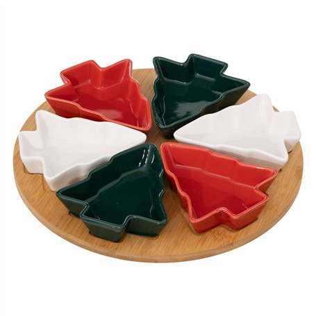 Feeric lights et christmas - Set apéritif sapin 6 pièces, multicolore en bambou