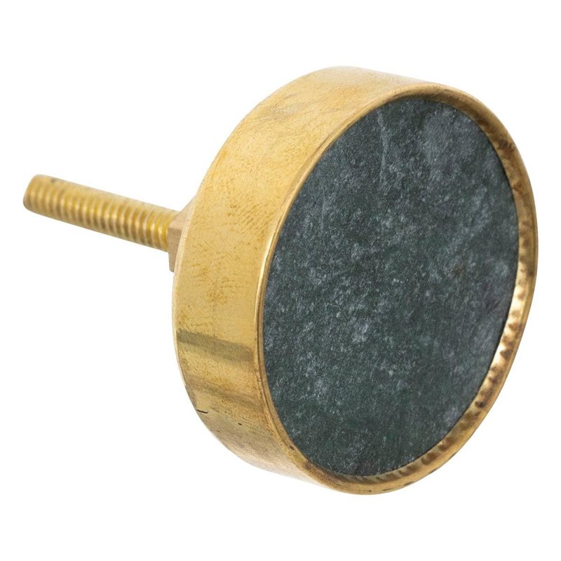 Atmosphera - Boutons de Meuble x2 Lena en marbre et Laiton D3,8cm Noir
