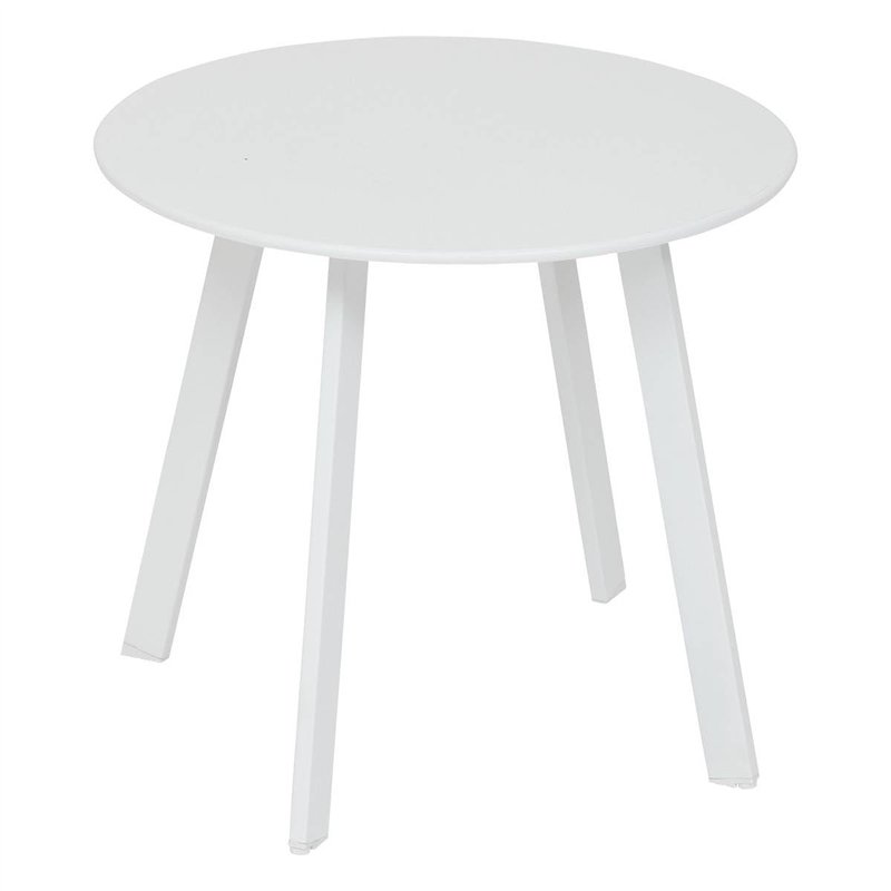 Hespéride - Table d'appoint de Jardin Ronde Saona Blanc en Acier D50 cm