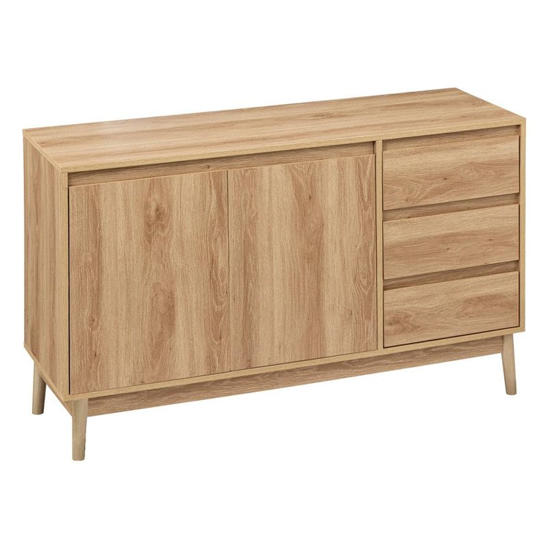 5five - Buffet Placard 3 tiroirs Effet chêne Naturel abana