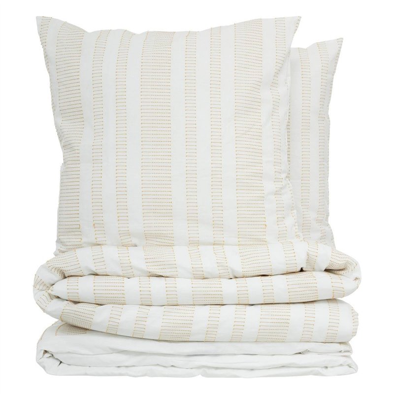 Atmosphera - Parure de lit isao coton blanc jaune 240x220cm