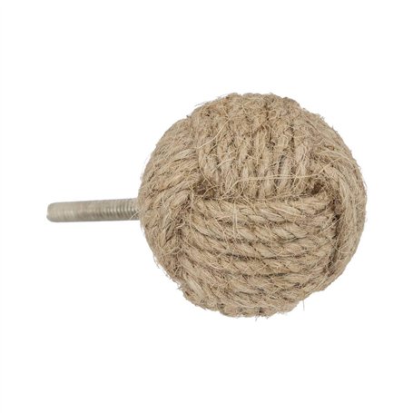 Atmosphera - Boutons de meuble x2 "Dayana" Jute & Métal - D.4 cm - Beige