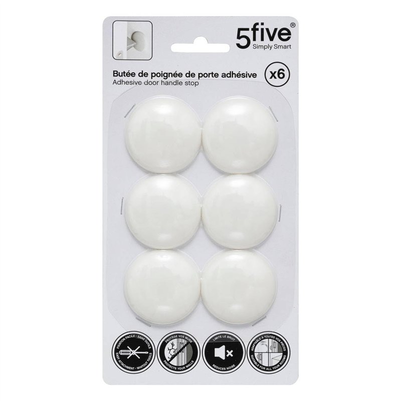 Image secondaire de 5five - Lot de 6 butées de poignée de Porte adhésive