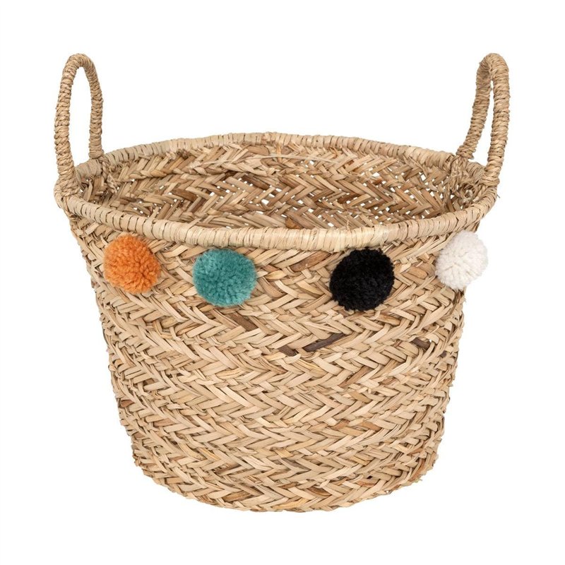 Atmosphera - Panier Enfant Pompons Livi Roseau d41cm