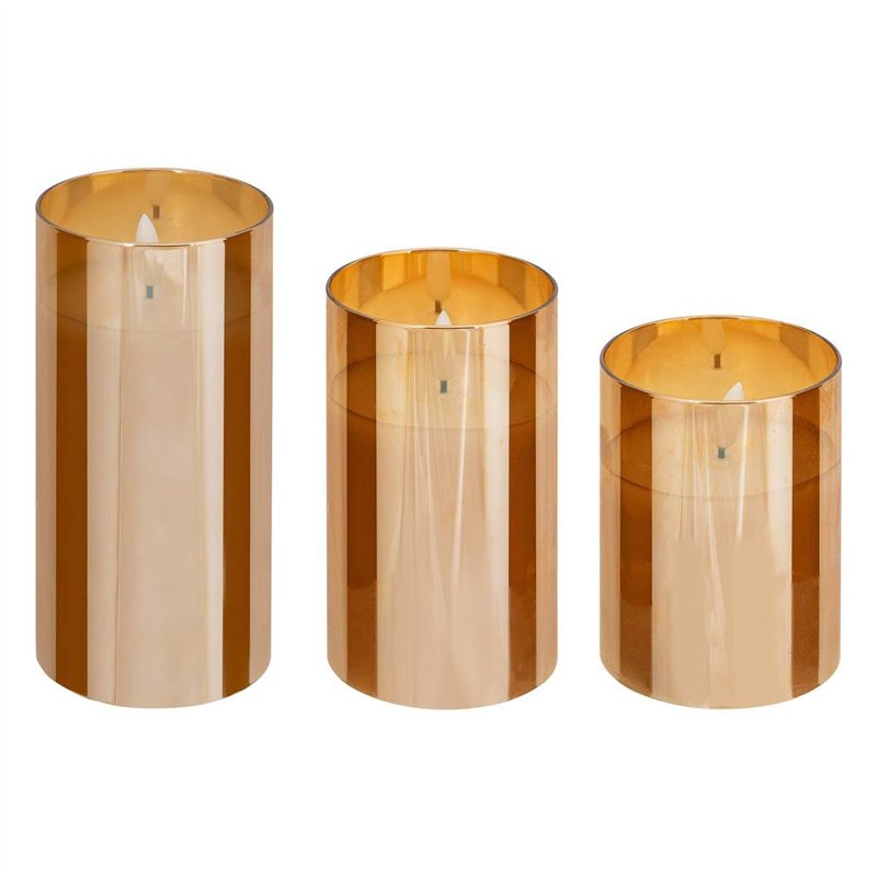 Atmosphera - Coffret 3 bougies led sena verre ambre d75cm