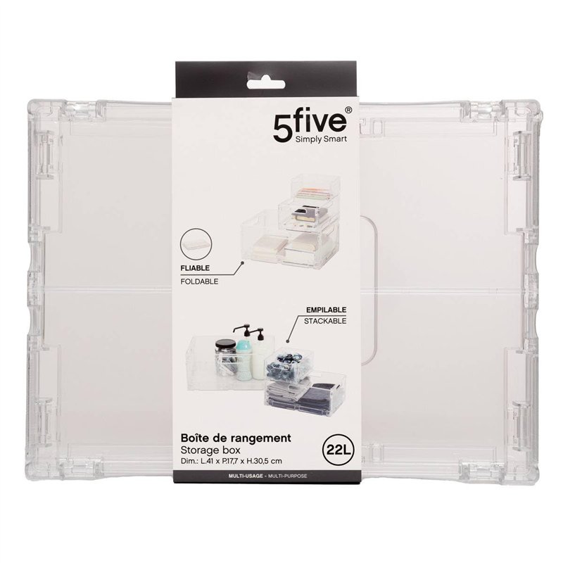Image secondaire de 5five - boîte de rangement fold n box pliable et empilable beige 22l