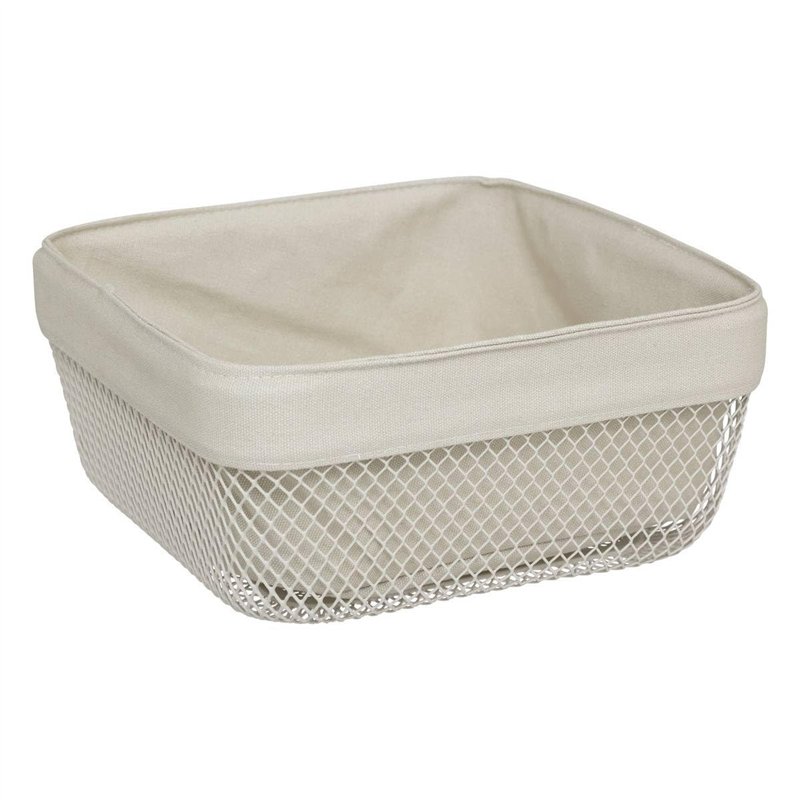 5five - corbeille à pain mayaj en métal et coton beige 25,5x25,5cm